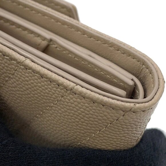 SAINT LAURENT PARIS Cassandra Matelasse Multifold Wallet Leather Dark Beige - Picture 6 of 16